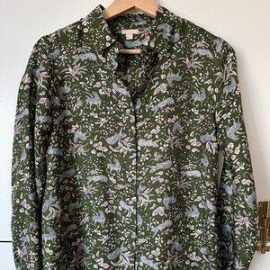 Collection Silk Twill Button-up in Jungle Cat Print